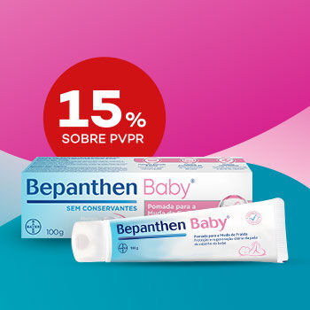 Bepanthen com selo 15% sobre pre&ccedil;o de venda ao p&uacute;blico recomendado