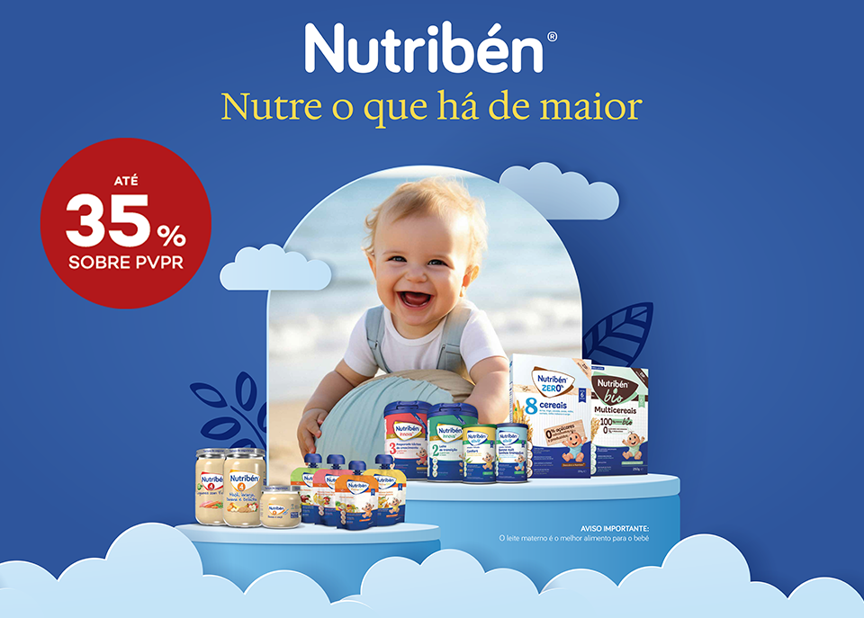 Nutriben com selo de desconto at&eacute; 35% sobre pre&ccedil;o de venda ao p&uacute;blico recomendado.