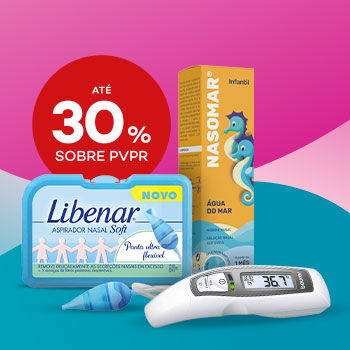 Produtos de Sa&uacute;de Infantil com selo de desconto at&eacute; 30% sobre pre&ccedil;o de venda ao p&uacute;blico recomendado.